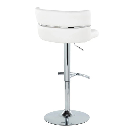 Cinch - Contemporary Adjustable Barstool With Swivel With Rounded T Footrest (Set of 2) - Chrome / White - Furniture Home Direct