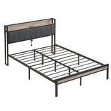 Modern Platform Bed Frame With Upholstered Storage Headboard, USB Ports - Furniture Home Direct