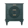 Hollow Carved 3 Drawer Dresser With Metal Handles, Storage Chest For Living Room Or Bedroom - Blackish Green - Furniture Home Direct