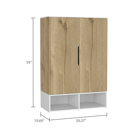 Wardrobe With Double Doors And Shoe Storage Modern Beige - Furniture Home Direct