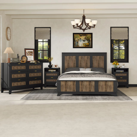 Queen Bed Set With Dresser And Two Nightstands Black - Furniture Home Direct