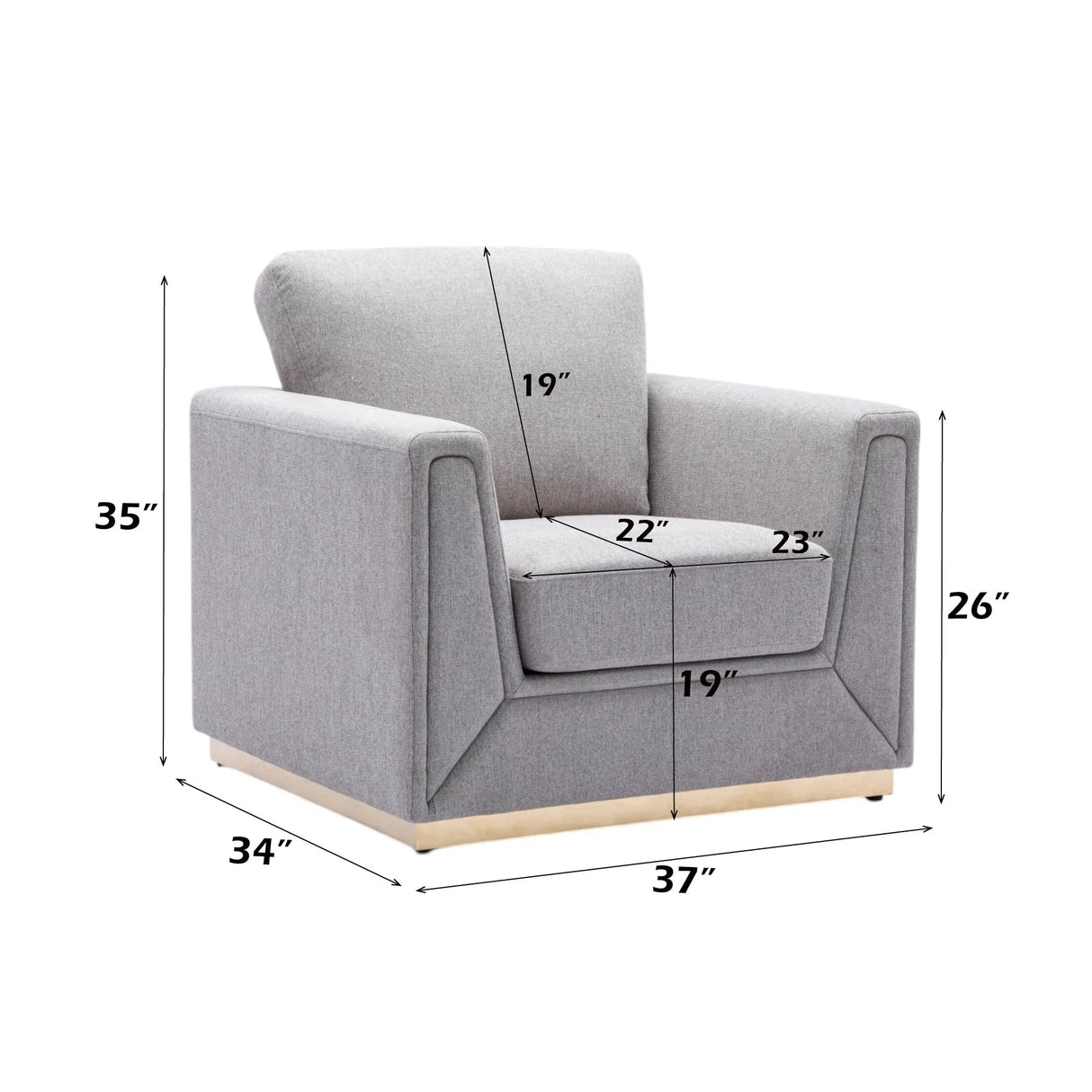 Valin - 3 Piece Living Room Set Meeting Room And Small Apartment Sofa Loveseat Chair - Gray - Furniture Home Direct