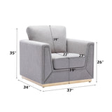Valin - 3 Piece Living Room Set Meeting Room And Small Apartment Sofa Loveseat Chair - Gray - Furniture Home Direct
