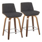 Corazza - Mid Century Modern Fixed Height Counter Stool With Swivel With Square Footrest (Set of 2) - Furniture Home Direct