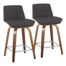 Corazza - Mid Century Modern Fixed Height Counter Stool With Swivel With Square Footrest (Set of 2) - Furniture Home Direct