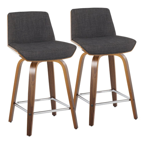 Corazza - Mid Century Modern Fixed Height Counter Stool With Swivel With Square Footrest (Set of 2) - Furniture Home Direct