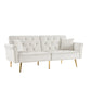 Velvet Tufted Sofa Couch With 2 Pillows And Nailhead Trim - Furniture Home Direct