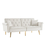 Velvet Tufted Sofa Couch With 2 Pillows And Nailhead Trim - Furniture Home Direct
