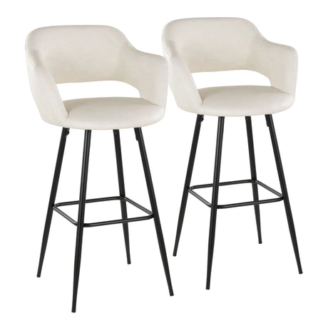 Margarite - Contemporary Fixed Height BarStool With Square Footrest (Set of 2) - Furniture Home Direct