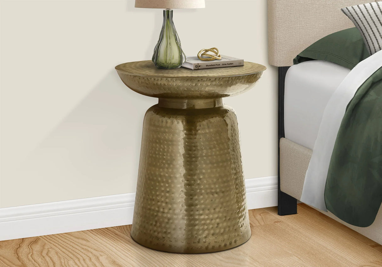 Drum Accent Side Table, Hammered Texture - Furniture Home Direct
