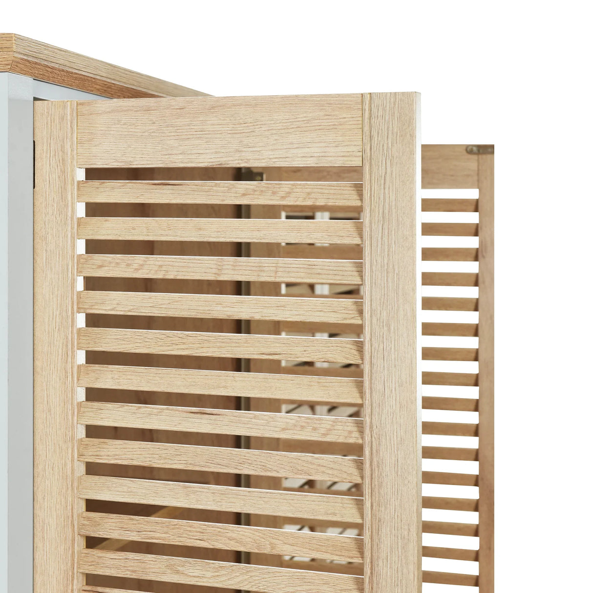 4 Shutter Door Wardrobe Armoire with 2 Drawers, Natural + White - Furniture Home Direct