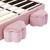 Rabbit Shaped Bed With Storage Stools Upholstered Pink - Furniture Home Direct