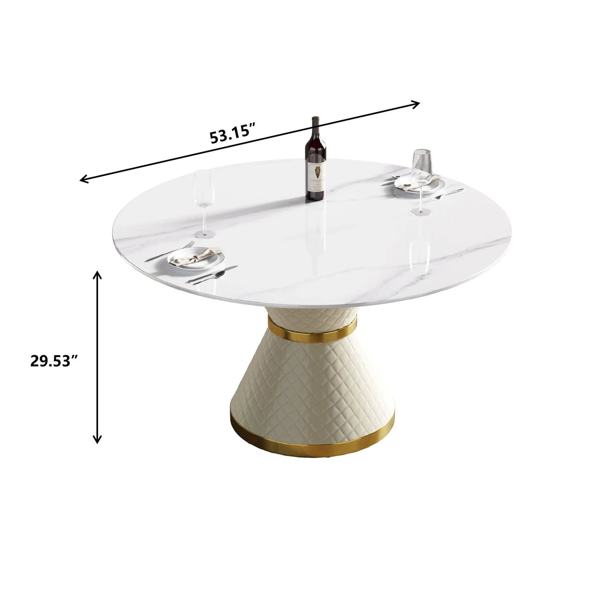 Modern Artificial Stone Round Carbon Steel Base Dining Table, Can Accommodate 6 People - Furniture Home Direct