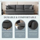 3 Seat Sofa Module For Modular Sectional Wide Seat Cloud Couch With Throw Pillows Upholstered - Furniture Home Direct