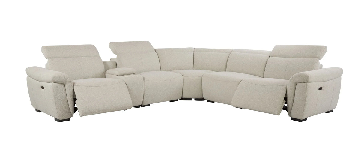 Sectional Sofa Boucle Power Reclining With Cupholder Beige - Furniture Home Direct