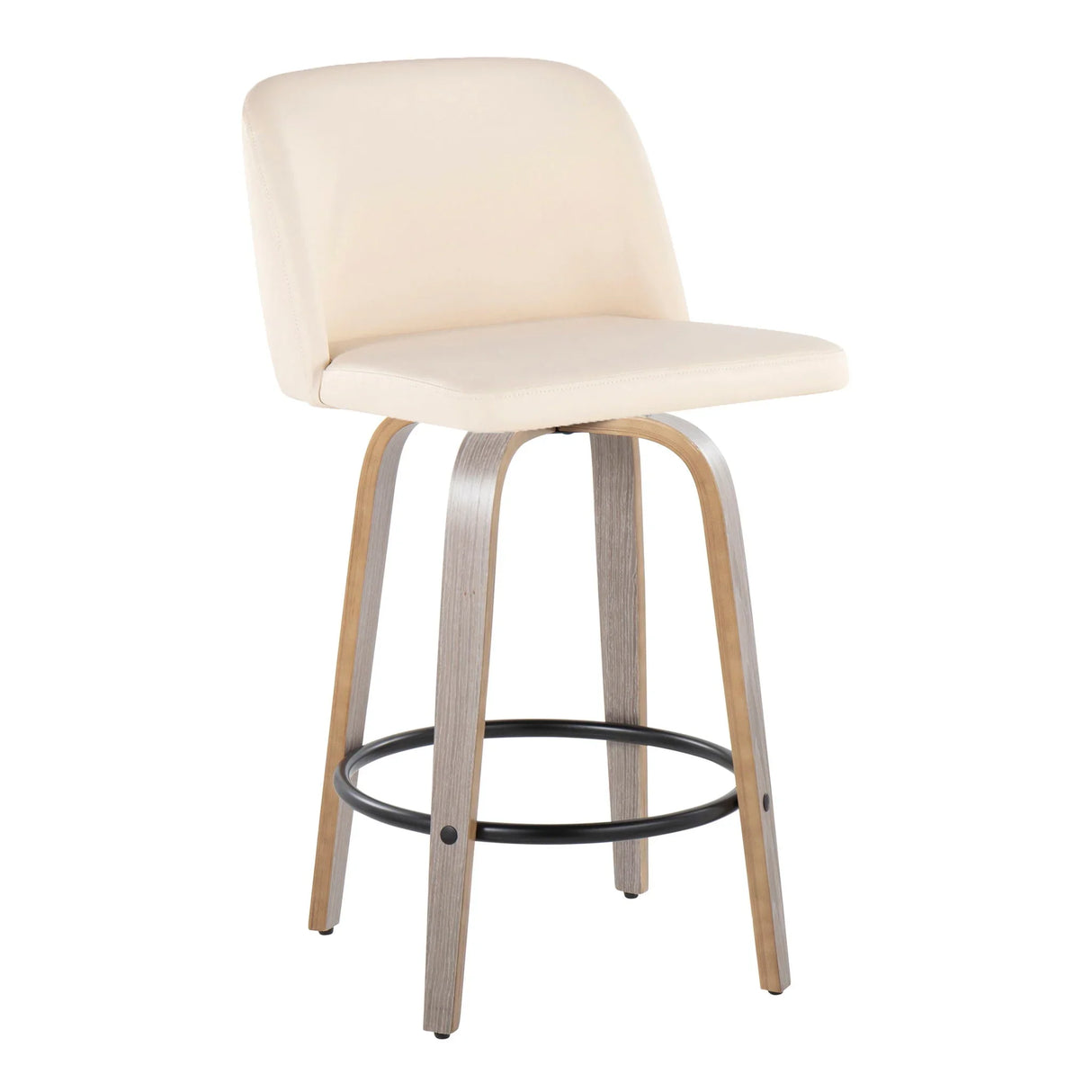 Toriano - Contemporary Fixed Height Counter Stool With Swivel & Round Footrest (Set of 2) - Furniture Home Direct