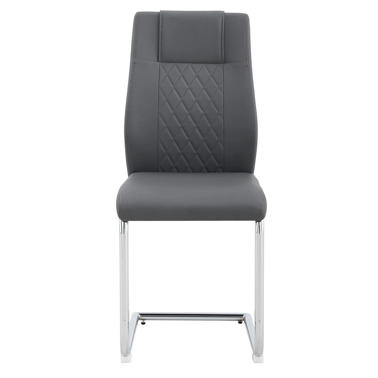 Dining Chairs Modern Faux Leather With Chrome Legs Gray - Furniture Home Direct