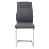 Dining Chairs Modern Faux Leather With Chrome Legs Gray - Furniture Home Direct