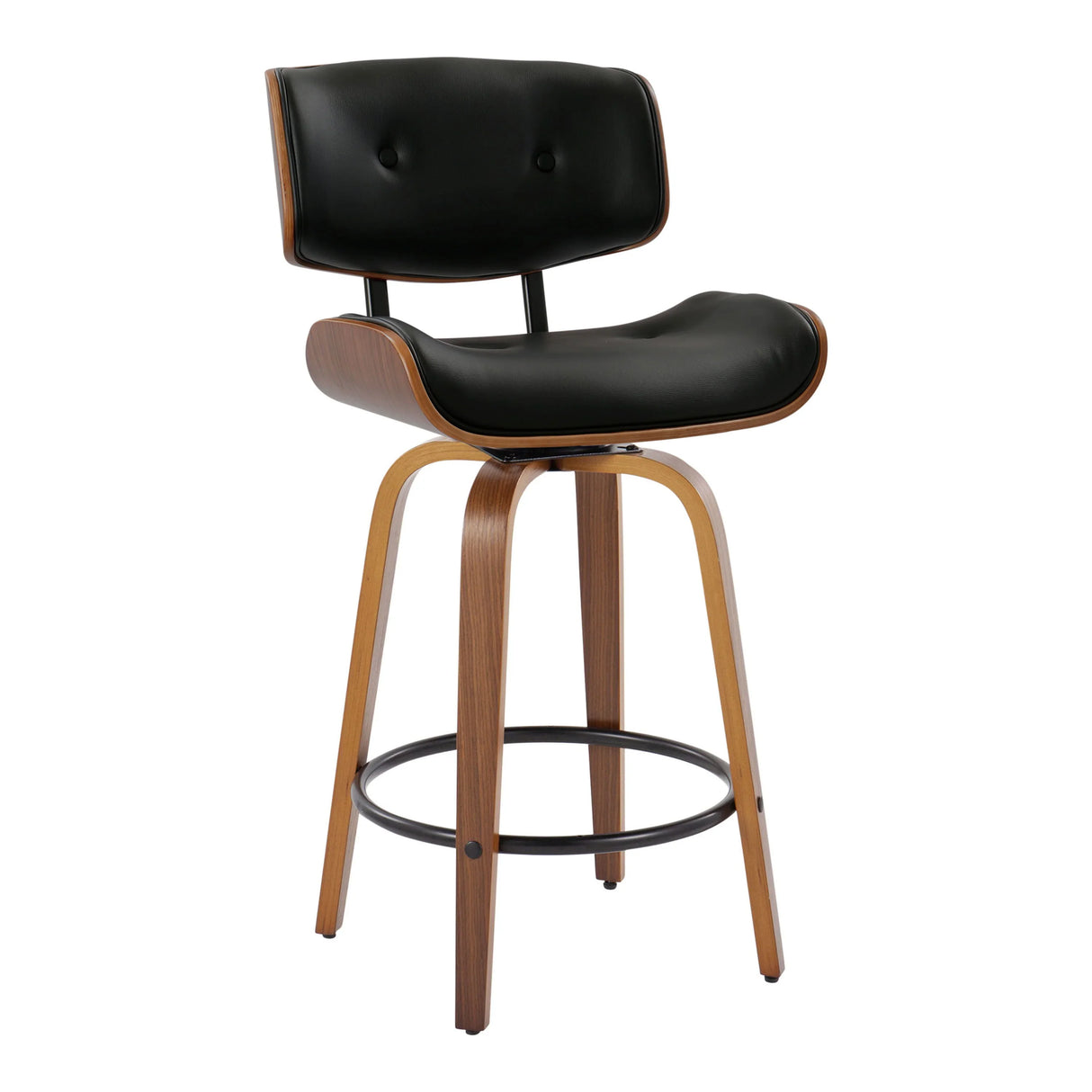 Lombardi - Mid-Century Modern Fixed Height Counter Stool With Swivel With Round Footrest (Set of 2) - Furniture Home Direct
