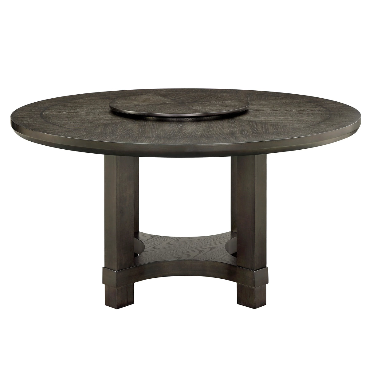 Dining Set Round Table Upholstered Chairs Seats Six Brown - Furniture Home Direct