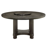 Dining Set Round Table Upholstered Chairs Seats Six Brown - Furniture Home Direct