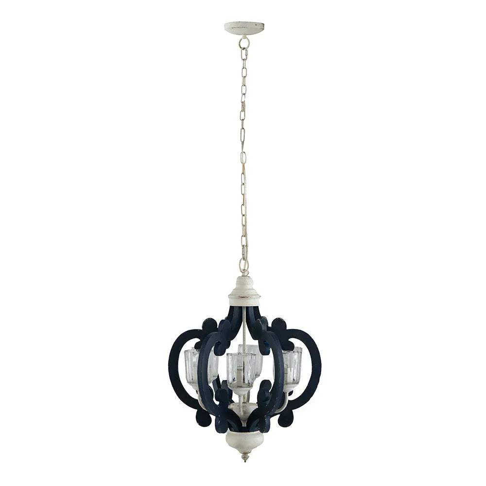 Wood Chandelier 6 Light Farmhouse Pendant Lighting Wood Hanging Light Fixture For Kitchen Living Dining Room, Bulb Not Included - Cream - Furniture Home Direct