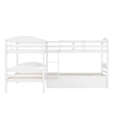 Twin L-Shaped Bunk Bed With Trundle - White - Furniture Home Direct