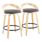 Grotto - Mid-Century Modern Fixed Height Counter Stool Swivel &h Round Footrest - Furniture Home Direct