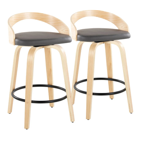 Grotto - Mid-Century Modern Fixed Height Counter Stool Swivel &h Round Footrest - Furniture Home Direct