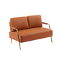 Small Sofa Seater Pet Friendly Fabric Upholstered Loveseat 2-Seater Couch With Removable Back Cushion And Metal Leg, Modern Couches For Small Spaces Living Room, Bedroom, Apartment - Furniture Home Direct