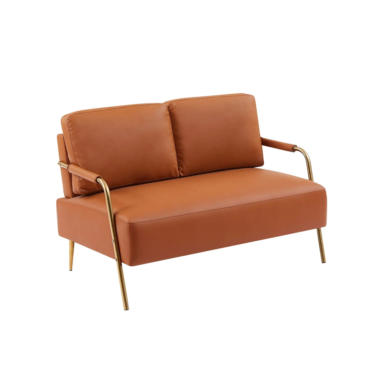 Small Sofa Seater Pet Friendly Fabric Upholstered Loveseat 2-Seater Couch With Removable Back Cushion And Metal Leg, Modern Couches For Small Spaces Living Room, Bedroom, Apartment - Furniture Home Direct