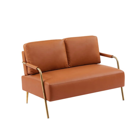 Small Sofa Seater Pet Friendly Fabric Upholstered Loveseat 2-Seater Couch With Removable Back Cushion And Metal Leg, Modern Couches For Small Spaces Living Room, Bedroom, Apartment - Furniture Home Direct