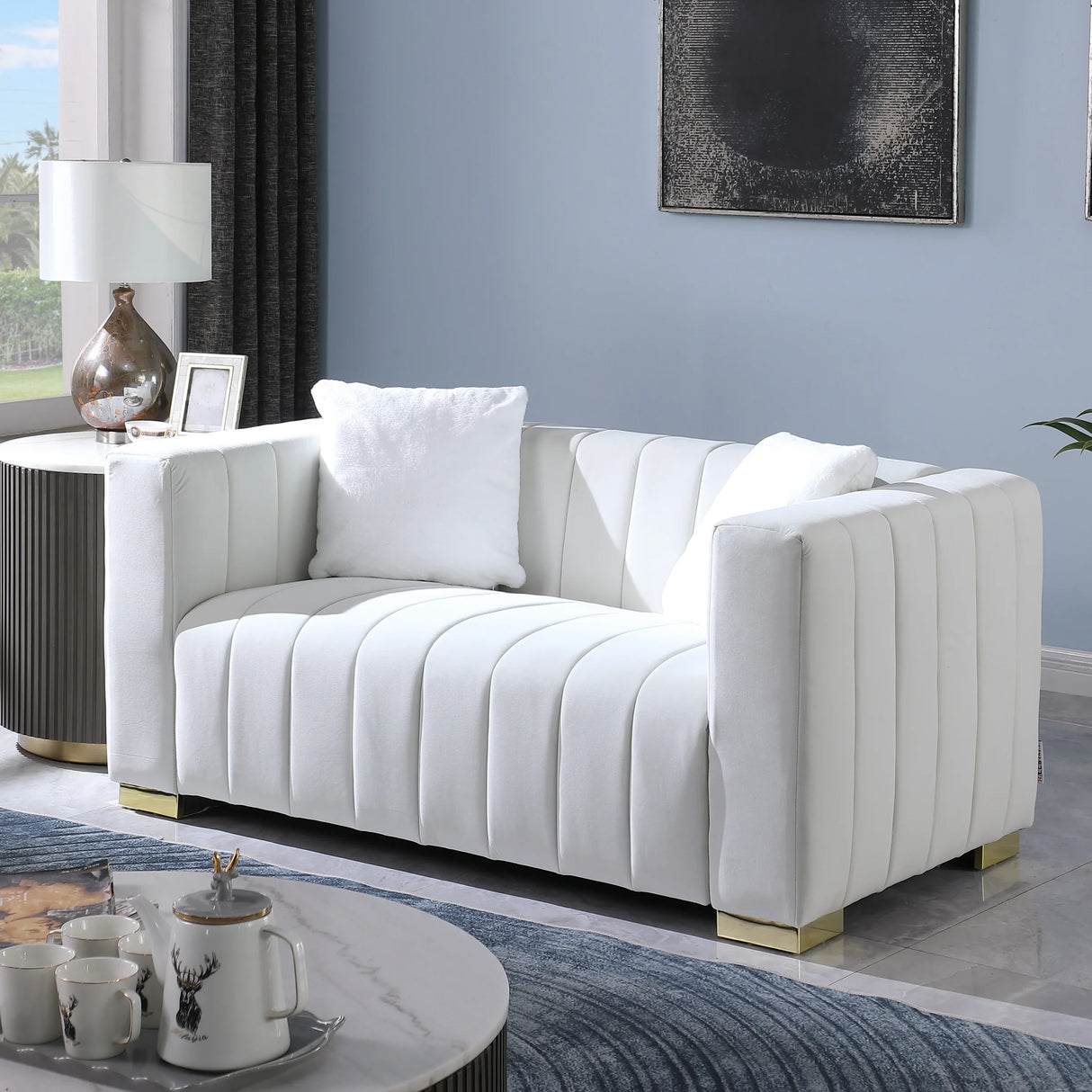 Modern Loveseat - White - Furniture Home Direct