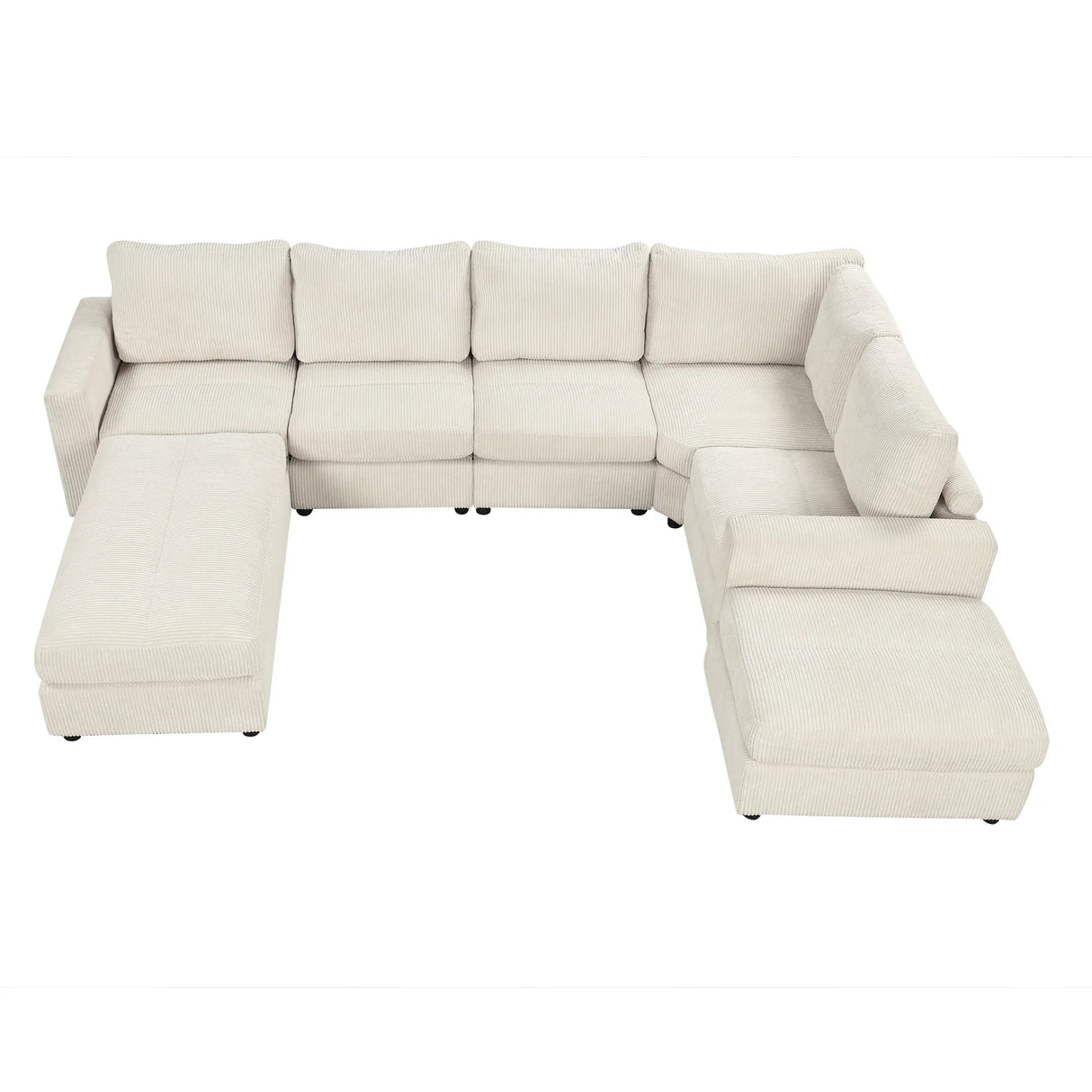 121.3" Modular Sleeper Sectional - Beige - Furniture Home Direct