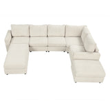 121.3" Modular Sleeper Sectional - Beige - Furniture Home Direct