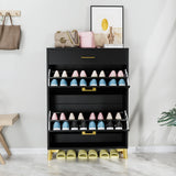 Shoe Storage Cabinet with 2 Flip Drawers - Black - Furniture Home Direct