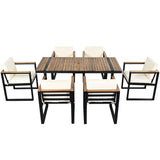 7 Pieces Outdoor Dining Set Patio Dining Table And Chair Set With And Removable Cushions For Patio - Furniture Home Direct