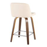 Toriano - Mid Century Modern Fixed Height Counter Stool With Swivel & Square Footrest (Set of 2) - Furniture Home Direct
