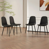 Modern Medieval Style Cushioned Side Chairs Set With Black Metal Legs For Kitchens - Furniture Home Direct