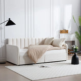 Flora - Upholstered Daybed With 2 Drawers Ribbed Tufted Backrest in Lavish Modern Design - Furniture Home Direct