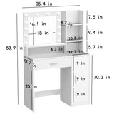 Vanity Desk With Mirror And LED Lighting For Bedroom White - Furniture Home Direct