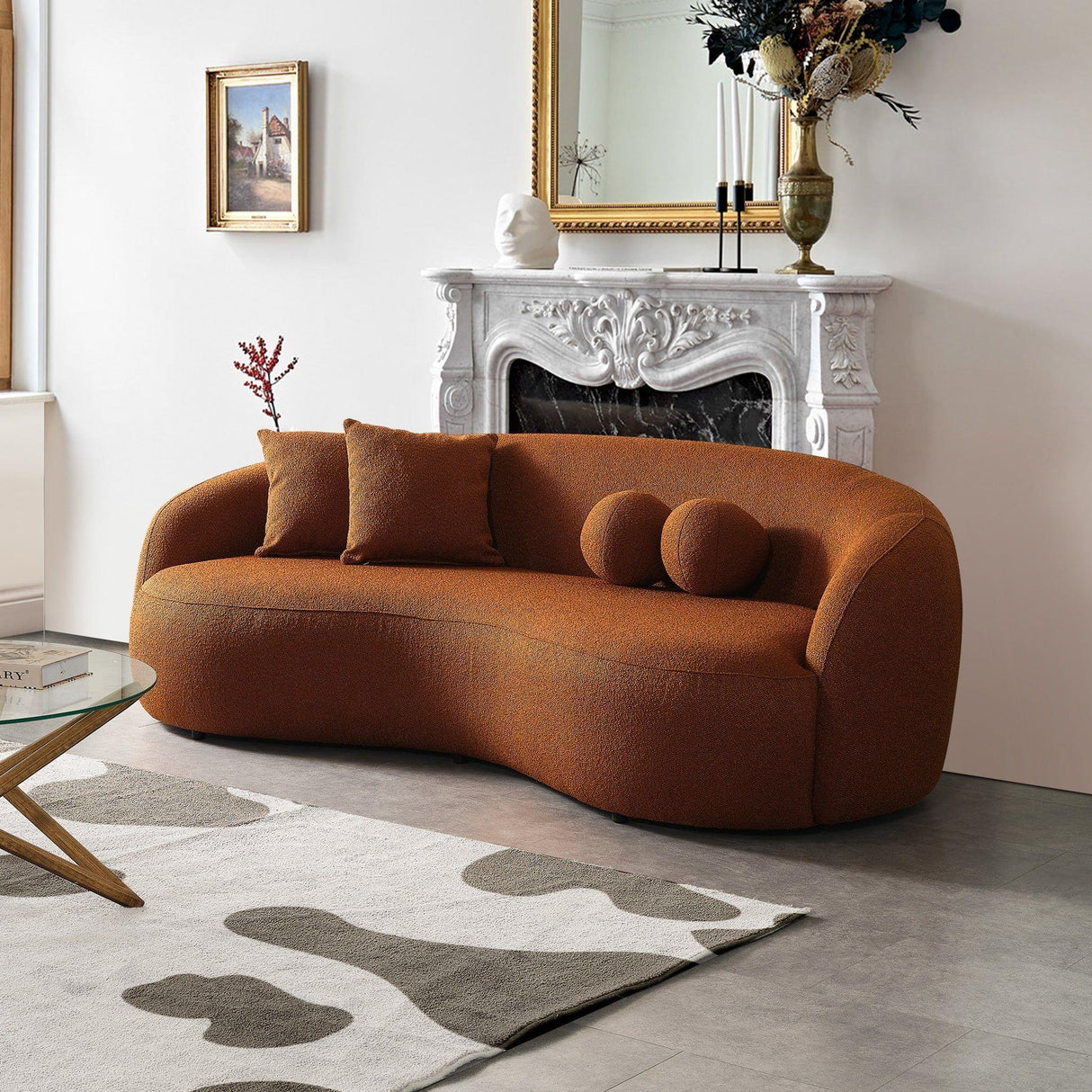 Drake - Japandi Style Curvy Boucle Sofa - Furniture Home Direct