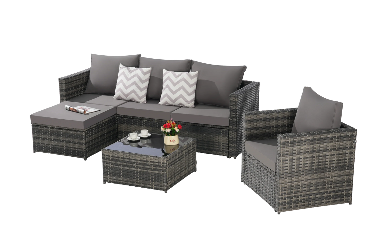 4 Piece Outdoor Sectional Set with Coffee Table - Furniture Home Direct