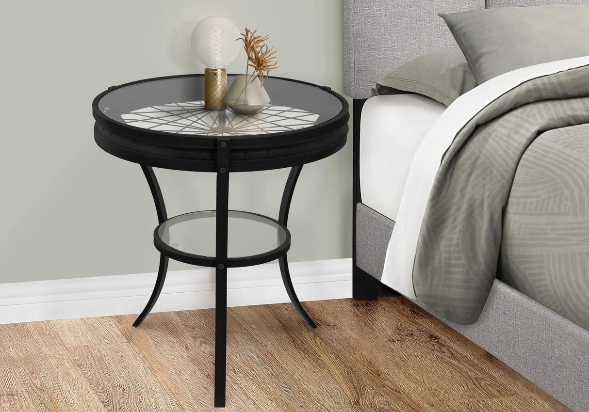 Round Accent Table, Transitional - Black - Furniture Home Direct