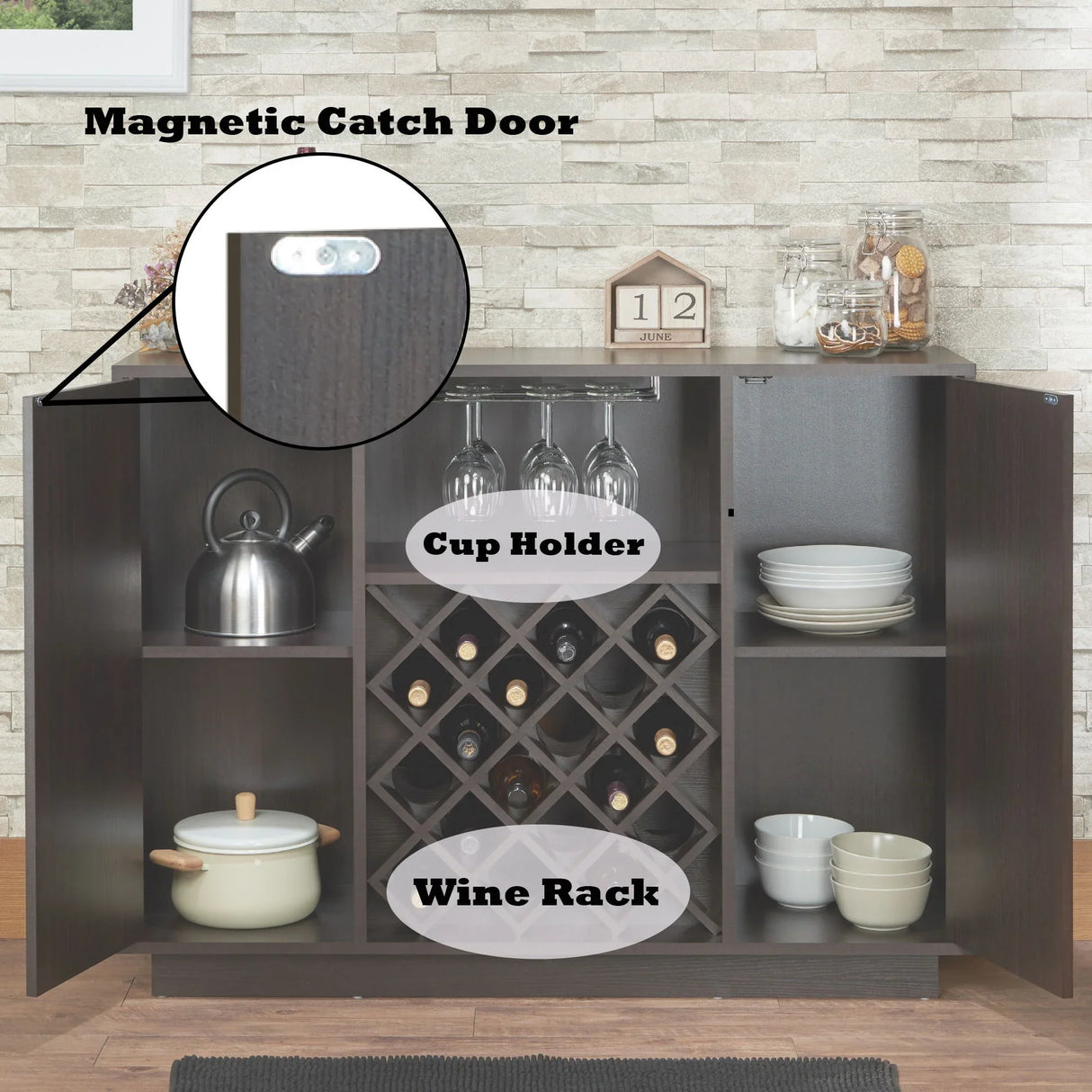Hazen - Wine Cabinet - Espresso - Furniture Home Direct