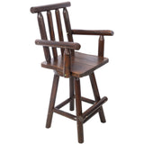 Rustic Bar Stool, Fir Wood Construction, Wide Armrest - Furniture Home Direct