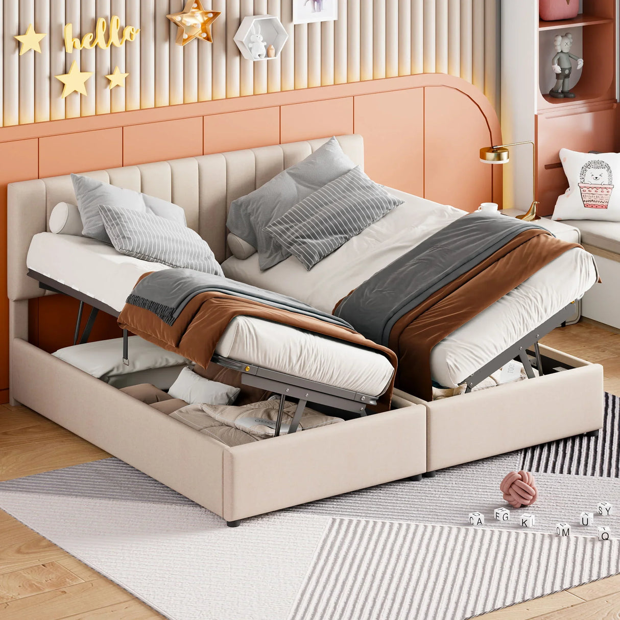 Upholstered Platform Bed With A Hydraulic Storage System - Furniture Home Direct