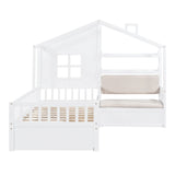 House Bed With Sofa, Kids Platform Bed With 2 Drawers And Storage Shelf - Furniture Home Direct