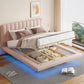 Upholstered Floating Hydrualic Platform Bed With LED Light And USB Port - Furniture Home Direct
