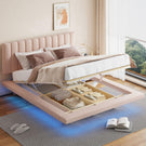 Upholstered Floating Hydrualic Platform Bed With LED Light And USB Port - Furniture Home Direct
